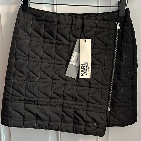 Karl Lagerfeld Kids Black Quilted Zippered Asymmetrical Skirt - NWT